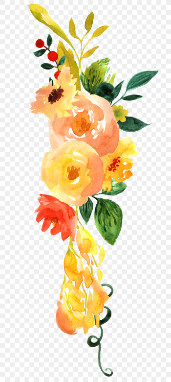 yellow and orange petaled flower illustration, Floral design Watercolor painting Flower, Watercolor