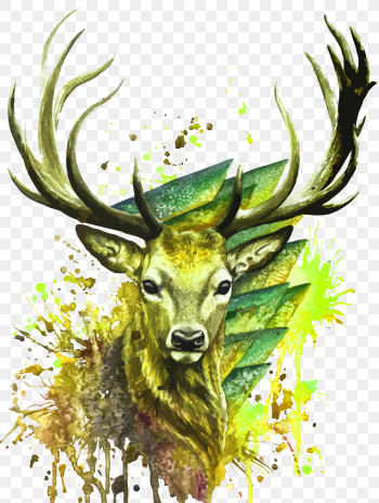 brown buck illustration, Deer Watercolor painting Illustration, watercolor deer, antler, watercolor