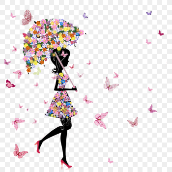 Fairy Painting Illustration, Beautiful flower fairy, child, umbrella png